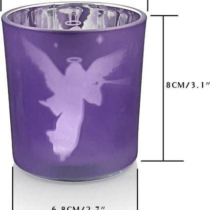 Advent Candle Holder Set of 4, Christmas Votive Candle Holders, Glass Tealight Holders for Xmas Table Centerpieces Nativity Decorations, Purple & Pink