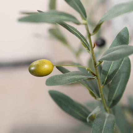 Artificial Olive Tree,6ft Tall Faux Olive Trees with White Planter,Large Fake Olive Plant with Natural Wood Trunk/Realistic Leaves Fruits for Home Office Decor Indoor and Housewarming
