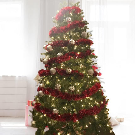 2 Pack Red Super Duper Thick Tinsel Garland 50 Ft Total (Two Strands Each 25 ft Long) (Red, 50 Ft. (Two 25 ft Tinsels) 2 Pack