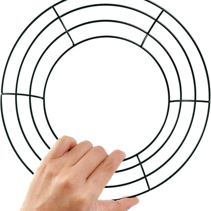 TIHOOD 6PCS 10” Wire Wreath Frame Round Metal Wreath Form for Crafts & Floral Decorations on Weddings Christmas Home Party Celebrations, Dark Green