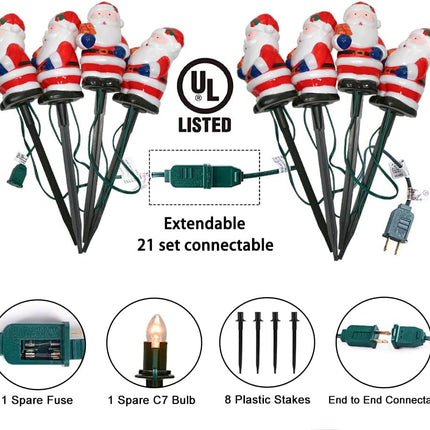 GOOTHY 2 Sets Snowman Christmas Pathway Stakes Lights, 7Ft C7 Outdoor String Lights with 8 Snowman Driveway Marker Lights, Connectable Christmas Decorations Pathway Lights for Yard Garden Walkway