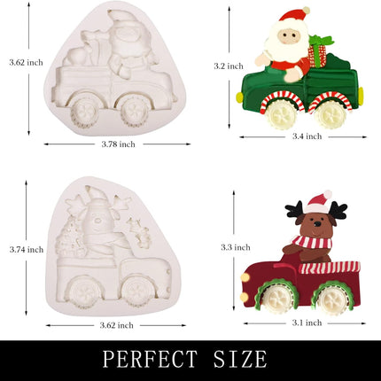 Christmas Clay Mold, Santa Claus Reindeer Pickup Christmas Tree Resin Decoration Mold, Xmas Holiday Party Chocolate Cake Decoration Cake Toppers Clay Candy