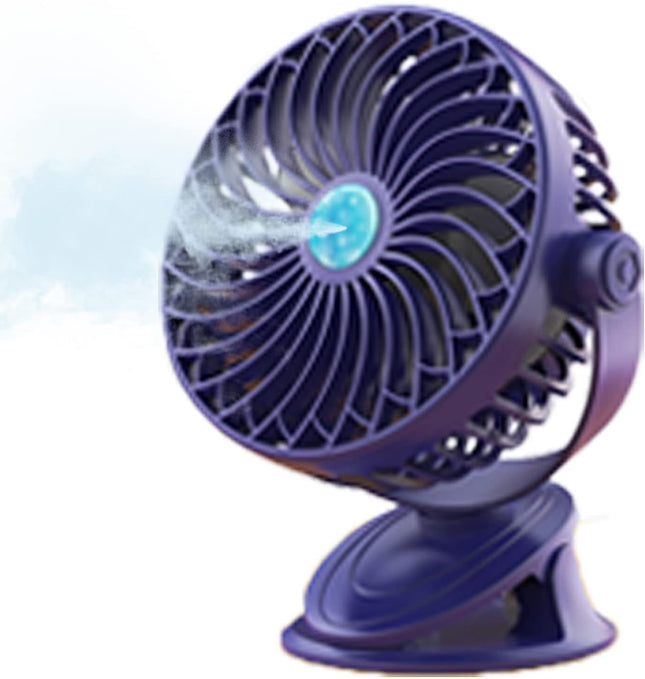 Mamibot Clip On Mist Fan, 360° Rotatable Mini Desk Fan, 2 Spray 5 Speeds Portable Personal Fan, 4000Mah Usb Rechargeable Battery