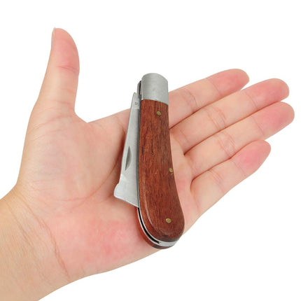 Folding Grafting Knife Grafting Tools Grafting Pruning Knife Professional Garden Fruit Tree Graftings Cutter Wooden Handle Knife
