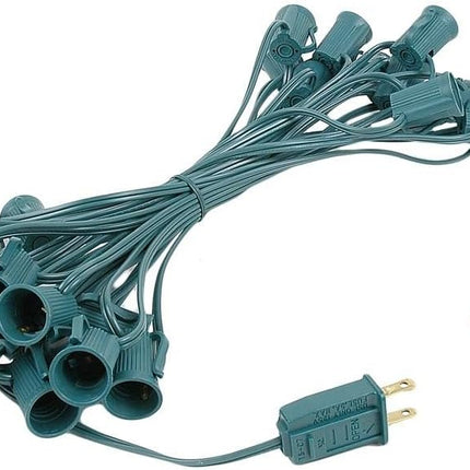 Novelty Lights 25 Foot String Light Set - Indoor/Outdoor Stringer Set for Christmas, Wedding Decor, Patios, & More - C9/E17 Intermediate Base (Green Wire, 12" Spacing)