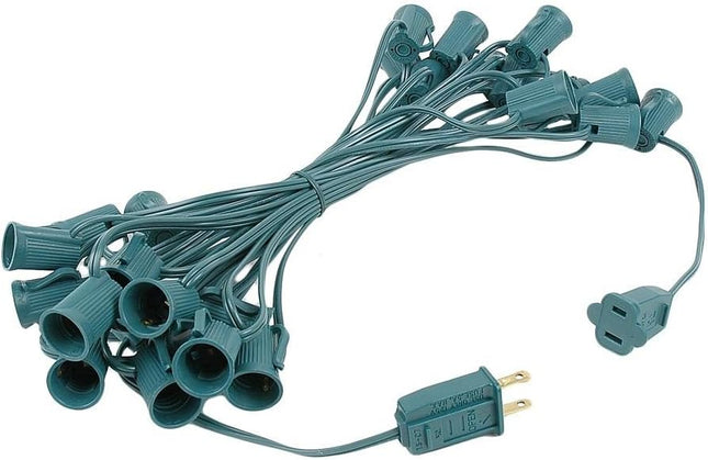 Novelty Lights 25 Foot String Light Set - Indoor/Outdoor Stringer Set for Christmas, Wedding Decor, Patios, & More - C9/E17 Intermediate Base (Green Wire, 12" Spacing)