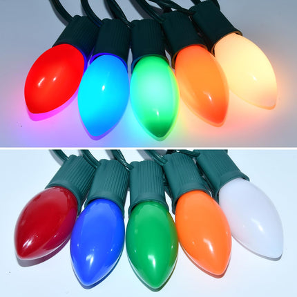 25 Pack C9 LED Christmas Light Bulbs Ceramic Multicolor C9 Bulbs E17 Base - for Christmas Tree Lights Replacement Bulbs, Christmas Lights Replacement Bulbs for Home Yard Porch Stair, 0.6W = 7W