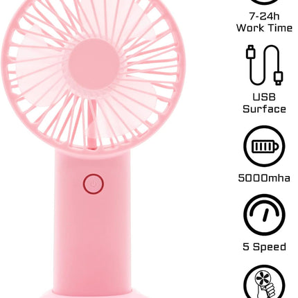 Mini Handheld Fan, Battery Operated Small Personal Portable Fan Speed Adjustable Usb Rechargeable Fan Cute Design, Ultra Quiet