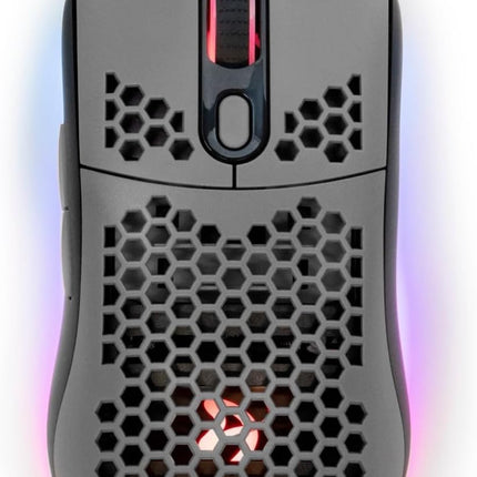 Arozzi Favo Ultra Lightweight Customizable RGB Gaming Mouse with Honeycomb Pattern Pixart 3389 Sensor and Omron 20M Switches - Grey