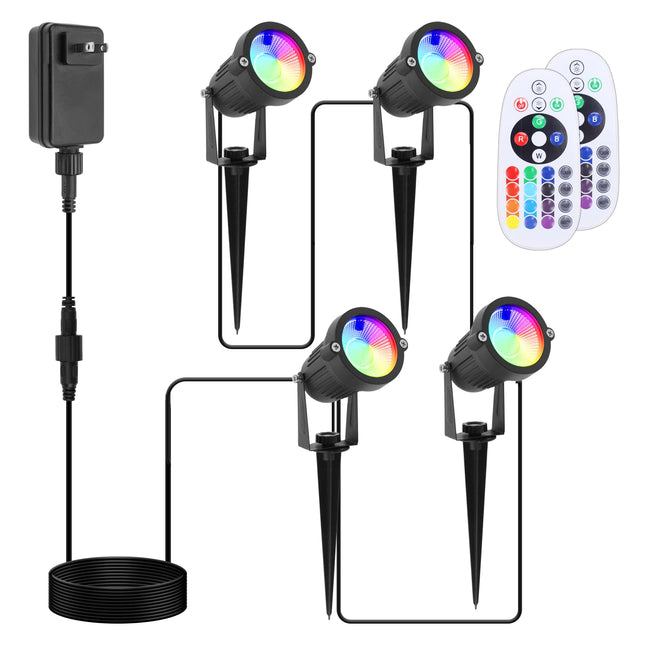 VOLISUN Christmas Spotlights Low Voltage Landscape ligths with Transformer Christmas Outdoor Uplights,16 Color Changing Waterproof Pathway Lights for House Indoors/Yard/Path/Garden(4 Pack)
