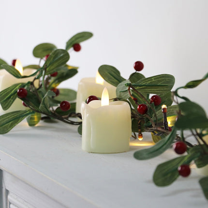 Rhytsing 2" Ivory Flameless Votive Candles Real Wax Dripping Design, LED Faux Battery Operated Tealight Candles with Timer for Christmas Wreath - Set of 4
