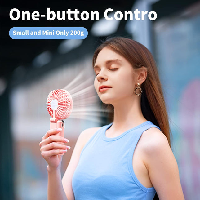 Poratble Handheld Fan Rechargeable Mini Hand Fan 3000Mah Battery Operated Usb Fan With 5 Speeds Led Display Small Personal Fold
