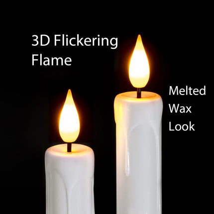 Homemory 6 Pcs Flameless Taper Candles with Remote, Timer, Dimmer, 9.6 Inches Plastic White Led CandleSticks with Flickering Light, Battery Operated Window Candles for Halloween Christmas Decoration