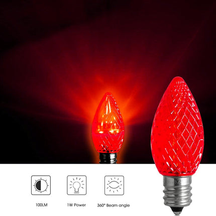 Replacement c7 LED Light Bulbs Shatterproof C7 Led Light Bulbs 1W Mini Bulb Candelabra E12 Base Decor Red Green Orange Purple Light Bulb, String Lights, Window Indoor Outdoor (Red Green, 50 Pack)
