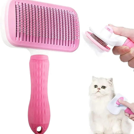 HMTRADE Cat Grooming Brush, Cat Fur Brush, Pet Hair Brush, Dog Grooming Brush, Dog Slicker Brushes For Grooming, Tool Gently Removes Loose Undercoat, Brush For Pet Massage (Pink)