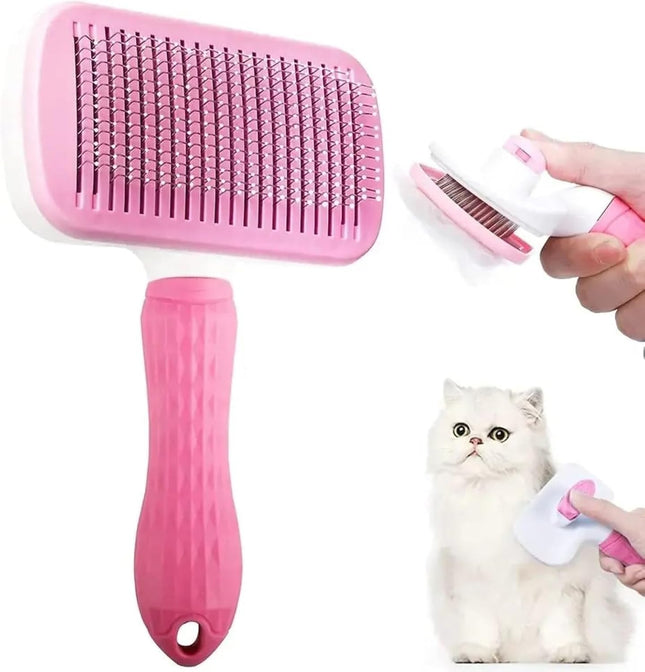 HMTRADE Cat Grooming Brush, Cat Fur Brush, Pet Hair Brush, Dog Grooming Brush, Dog Slicker Brushes For Grooming, Tool Gently Removes Loose Undercoat, Brush For Pet Massage (Pink)