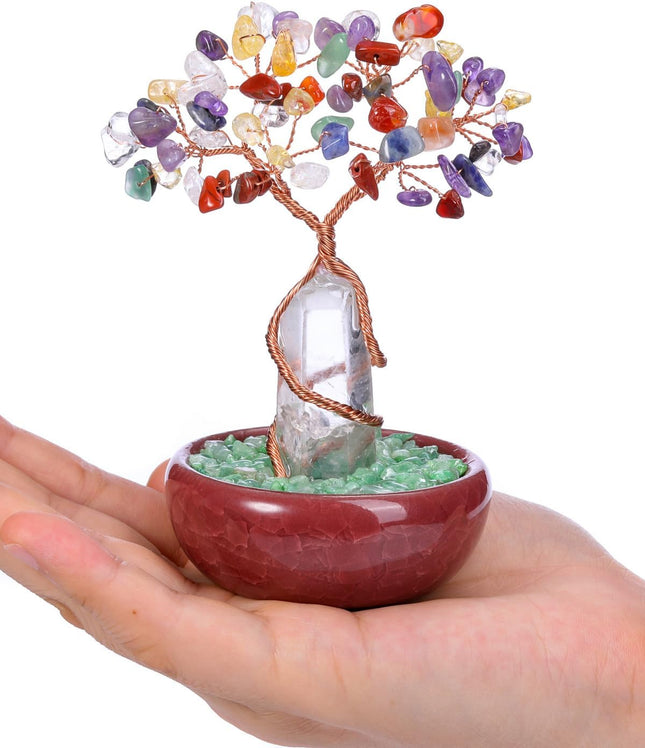 PESOENTH Chakra Tree of Life Feng Shui Decor Crystals and Healing Stones Money Tree Room Decor 7 Chakra Healing Crystals Ornaments for Home Room Office Desk Spiritual s Christmas