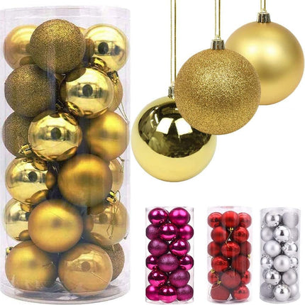 24Pcs Christmas Balls Ornaments for Xmas Christmas Tree - Shatterproof Christmas Tree Decorations Hanging Ball for Holiday Wedding Party Decoration (2.36“, Gold)