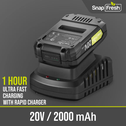 SnapFresh Leaf Blower - 20V Cordless Leaf Blower with 2.0Ah Battery & Charger, 130 MPH 140CFM Electric Leaf Blower for Lawn Care, Battery Powered Lightweight Leaf Blower for Yard Patio (Green)