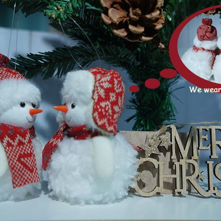 Snowman Ornaments for Christmas Tree Red White Plush Snowman Christmas Decorations Indoor Holiday Party Decor Set of 3