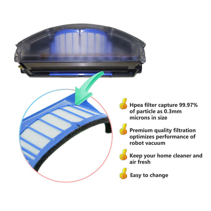 Accessory Kit Bristle Beater & Side Brushes & Aero Vac Filters Compatible With Irobot Roomba 600 Series 585 595 614 618 620 630 650 660 680 685 690 692 694 695 Vacuum Parts
