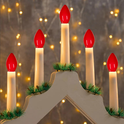Waterproof UL Red Replacement Bulbs Christmas Tree Light Bulbs for Indoor and Outdoor Decoration with 25 Pack, C7/E12 Base, 5 Watt