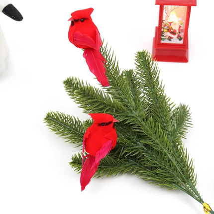 12 PCS Cardinals Christmas Ornaments, Clip On Artificial Red Birds Cardinals for Christmas Tree Ornaments Wreath Centerpiece Crafts Bird Decorations - 3.7" Long
