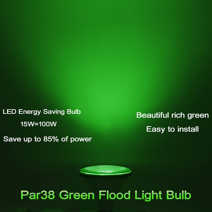 Par38 Green Light Bulb - 15W (100Watt Equivalent) - E26 Green Flood Lights 2 Pack, Party Decoration, Porch, Home Lighting, Holiday Lighting, Halloween, LED Green Light Bulb Outdoor Indoor (Green)