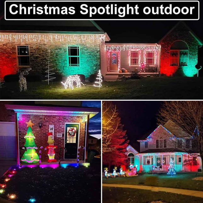 24W Christmas Halloween Spotlight, RGB Color Changing Landscape Lighting with 12 Colors 19 Modes, 120V Waterproof Spotlight with Remote, Outdoor LED Spot Lights for Yard House Garden Tree Décor 4 Pack