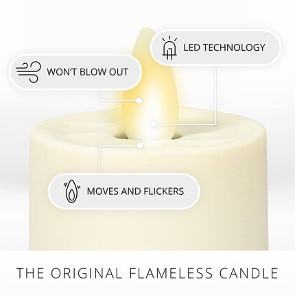 Luminara Flickering Flameless Pearl Ivory Tealights - Warm LED Light Flame Votives - Battery Operated Decor for Dining Room Table Centerpieces, Fireplace Mantel, Dinner Party, Reception - Set of 4