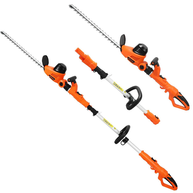 GARCARE 2-in-1 Pole Hedge Trimmer Corded 4 Amp 20" Electric Dual-Action Hedge Trimmer Branch Cutter Lightweight Lawn and Garden Landscaping