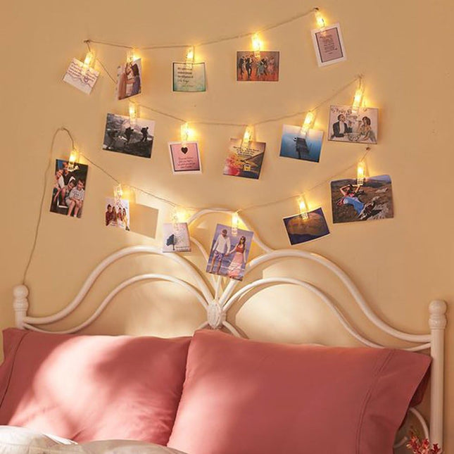 Twinkle Star 10 ft 20 LED Photo Clips String Lights Battery Operated Fairy String Lights with Clips for Hanging Pictures, Cards, Artwork