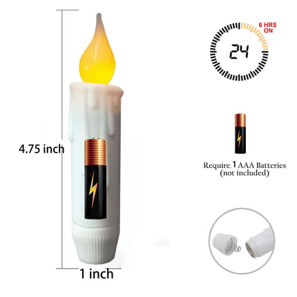 LINCOUNTRY. Short Battery Opererated Taper Candles Flickering Flame White Flameless Taper Candles with Timer Realistic Plastic LED Candlesticks, 4.65 Inch Home Christmas Halloween Wedding Decor, 6 pcs