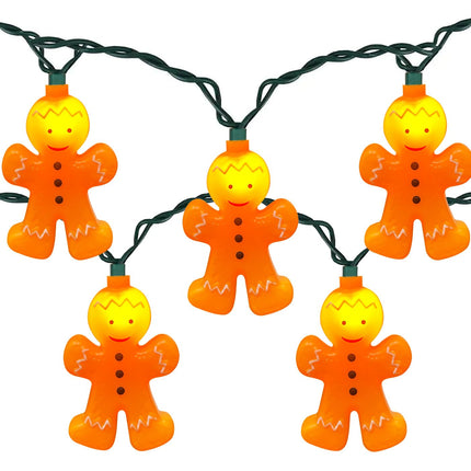 SUNSGNE 8.5FT Christmas Gingerbread Man String Lights, Decorative Indoor Fairy String Lights with 10 Gingerbread Man, Connectable Light String for Home Party Holiday Xmas Decor - Green Wire