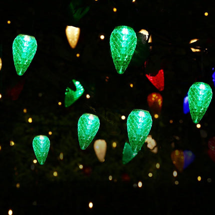 Brizled C9 Green Christmas Lights, 16ft 25 LED Faceted String Light, Connectable 120V UL Certified Christmas Roof Light, Indoor Outdoor Xmas Tree Lights for Halloween Christmas Tree Party Patio Garden
