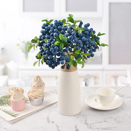 HUIANER Artificial Berries, 4pcs Artificial Blueberry with Stems Christmas Lifelike Fruits Fake Blueberries Simulation Flowers for Valentine's Day DIY Bridal Bouquet Home Decoration