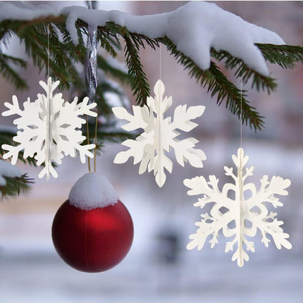 Winter Christmas Hanging Snowflake Decorations 12 Pcs Snowflakes Garland Hanging Snowflake for Christmas Winter Wonderland Holiday Year Party Home Decorations (White)