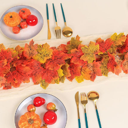 4 Pack Fall Maple Leaves Garland, 6.6Ft/Piece Artificial Maple Leaf Autumn Garland Hanging Fall Vines for Table Front Door Fall Thanksgiving Party Christmas Outside Indoor Decor (b13)