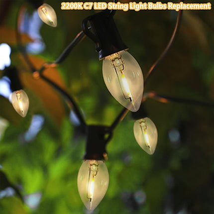 C7 LED Christmas Replacement Bulbs, 25 Pack C7 Clear Christmas Light Bulbs for Christmas Outdoor String Lights, E12 LED Light Bulbs for Night Light Candle Chandelier Christmas Lights, 0.6W Warm White