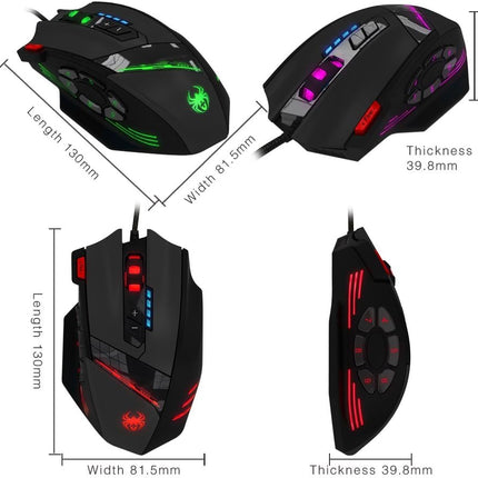12 Programmable Buttons C12 Gaming Mouse, AFUNTA Laser Double-Speed Adjustment 8000DPI Mice Support 4 Level Switch