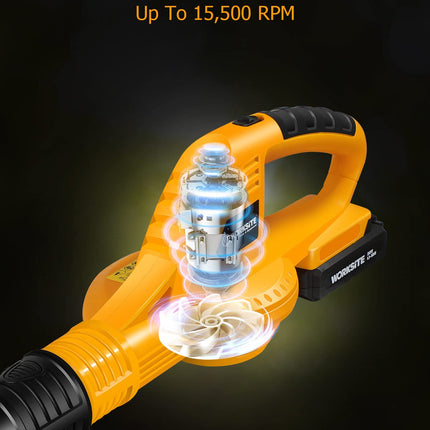 WORKSITE Leaf Blower, 20V Cordless Leaf Blower, 140 MPH 155 CFM Battery Powered Leaf Blower with 2.0Ah Battery & Fast Charger