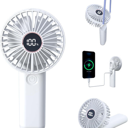 5600Mah] Hand Held Fan, Portable Fan Folding Handheld Fan For Travel, Personal Fan Battery Powered Rechargeable With Phone Charge