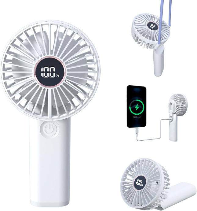 5600Mah] Hand Held Fan, Portable Fan Folding Handheld Fan For Travel, Personal Fan Battery Powered Rechargeable With Phone Charge