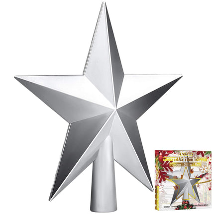 Aneco Traditional Glossy Christmas Tree Toppers Decoration Star Treetop Ornaments Holiday Decoration for Home Decor (Silver, 4 Inch)