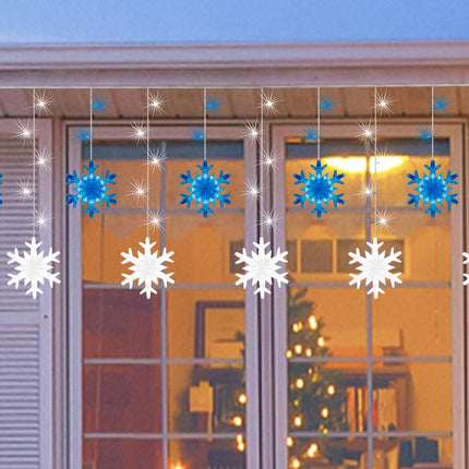 141" 155LED Twinkleb Snowflake Light, LED Snowflake Christmas Lights Indoor or Outdoor Décor for Home, Garden, Lawn (Blue and White)