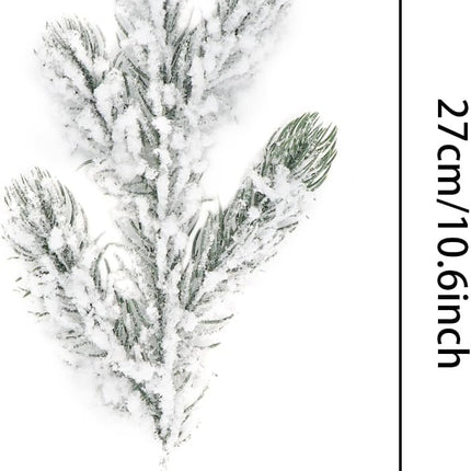 12Pcs Snowy Artificial Pine Needles Branches Twigs 10.6" Fake Frosted Pine Picks Greenery Stems Christmas Pine Tree Picks Winter Fir Pine Sprays Sprigs for Crafts Wreaths Garlands Holiday Decor