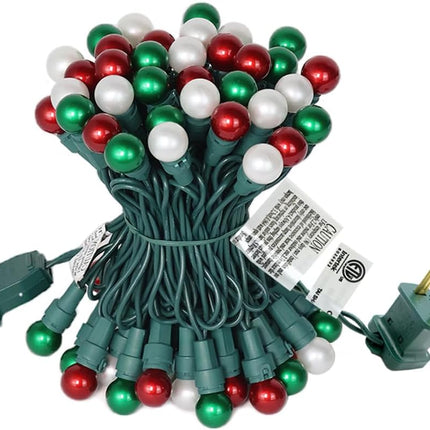 Red White Green Christmas Lights Indoor 70 LED Outdoor String Lights with Pearlized Glass 120V ETL for Halloween Decor Holiday Party Thanksgiving Yard Xmas Tree Carnival Deco