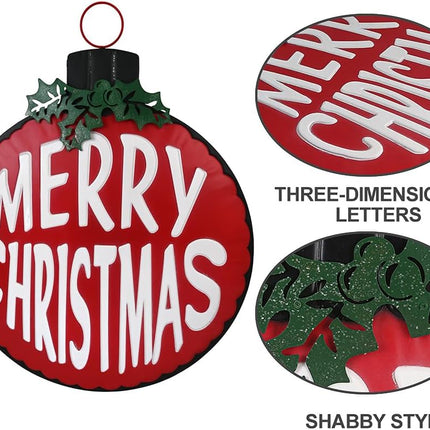 All Chic Retro Christmas Wall Decorations Merry Christmas Sign Christmas Wall Decor Wreath Retro Christmas Decorations Round Metal Tin Sign Rustic Wall Decor Country Home Decor…