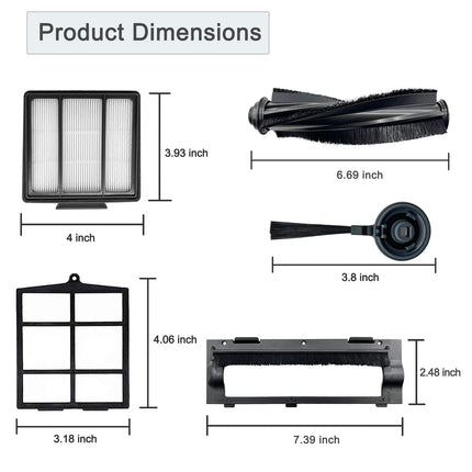 20 Pack Parts For Shark Ion Av751 R85 Rv850 S86 S87 S88 R71 R72 R75 Rv761 Rv771 Rv871 Av752 Av753 Robot, 2Main Brush&5Filters&10Side Brushes&2Prefilter&1Brush Protect Guard