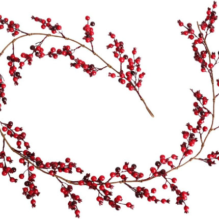 5.9 FT Christmas Red Berry Garland, Artificial Red and Burgundy Berry Christmas Garland for Indoor Outdoor Home Fireplace Decoration for Winter Holiday Year Decor (Burgundy)